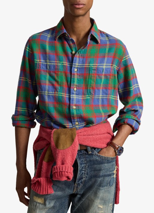 Ralph Lauren Classic fit overhemd met ruitdessin - voorkant 2 7391 royal green multi / groen