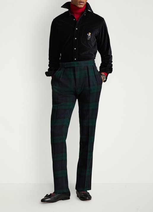 Ralph Lauren Classic fit overhemd van fluweel met borduring
