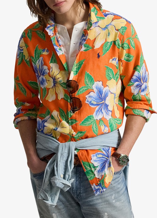 Ralph Lauren Classic fit overhemd van linnen met bloemenprint