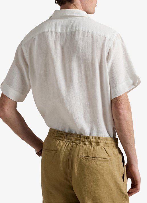 Ralph Lauren Classic fit overhemd van linnen met borstzak - achterkant 5 white / wit