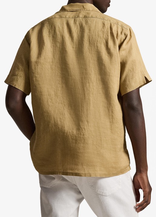 Ralph Lauren Classic fit overhemd van linnen met borstzak - achterkant 5 cafe tan-2x6t
