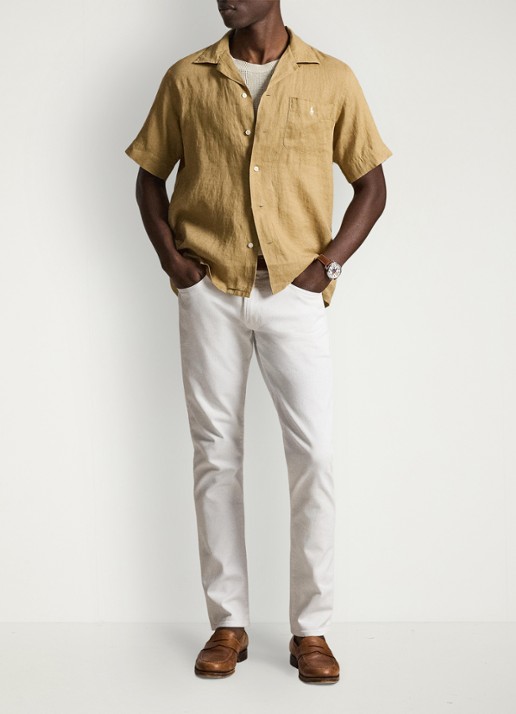 Ralph Lauren Classic fit overhemd van linnen met borstzak - detail 3 cafe tan-2x6t