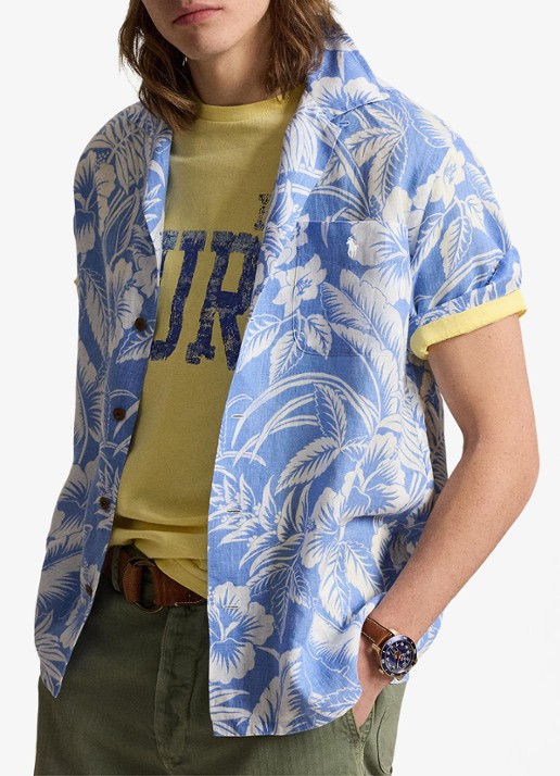 Ralph Lauren Classic fit overhemd van linnen met print