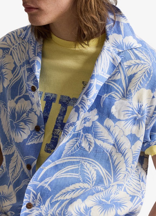 Ralph Lauren Classic fit overhemd van linnen met print - detail 3 blue sweetheart floral / blauw