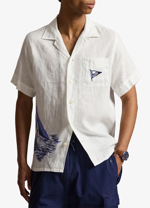 Ralph Lauren Classic fit overhemd van linnen met print