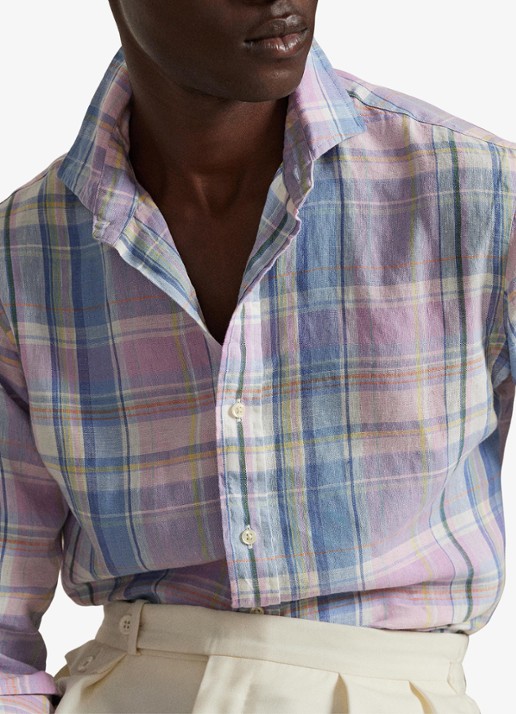Ralph Lauren Classic fit overhemd van linnen met ruitdessin - detail 2 7105b pink blue multi-zyhq