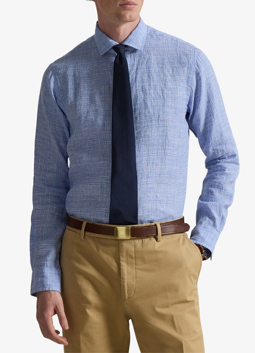Ralph Lauren Classic fit overhemd van linnen met ruitdessin