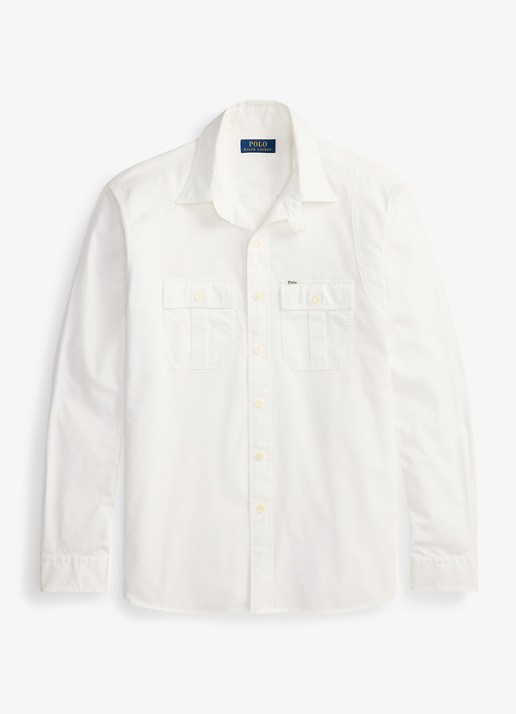 Ralph Lauren Classic fit overshirt met borstzakken - voorkant 2 white / wit