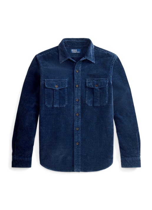 Ralph Lauren Classic fit overshirt van corduroy met borstzakken - voorkant 3 indigo / blauw