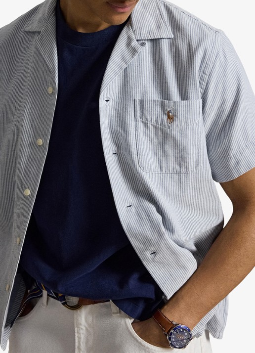 Ralph Lauren Classic fit Oxford overhemd met streepprint - detail 4 7202 blue cream / blauw