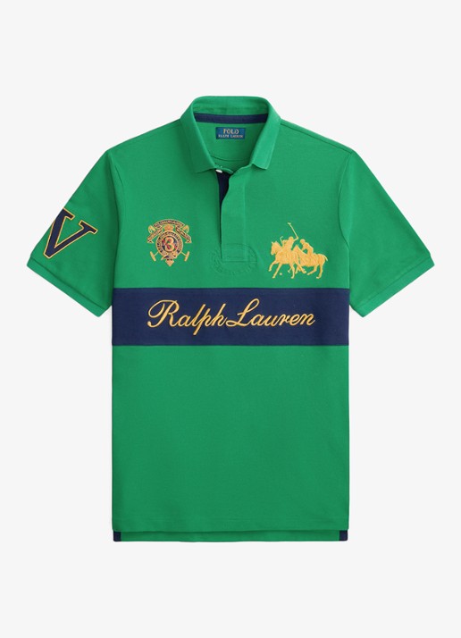 Ralph Lauren Classic fit polo met logoborduring - voorkant 4 stafford green/newport navy-zyke