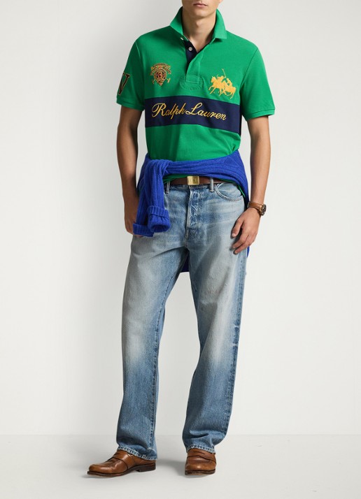 Ralph Lauren Classic fit polo met logoborduring - voorkant 5 stafford green/newport navy-zyke
