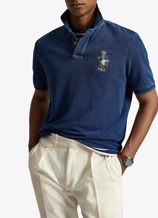 Ralph Lauren Classic fit polo met logoborduring - voorkant 3 newport bear-med indigo / indigo