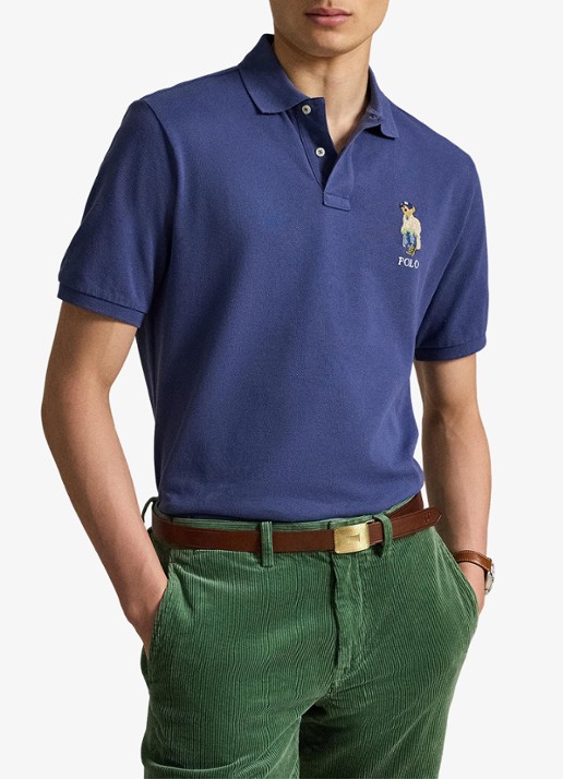 Ralph Lauren Classic fit polo met logoborduring - voorkant 5 light navy / donkerblauw