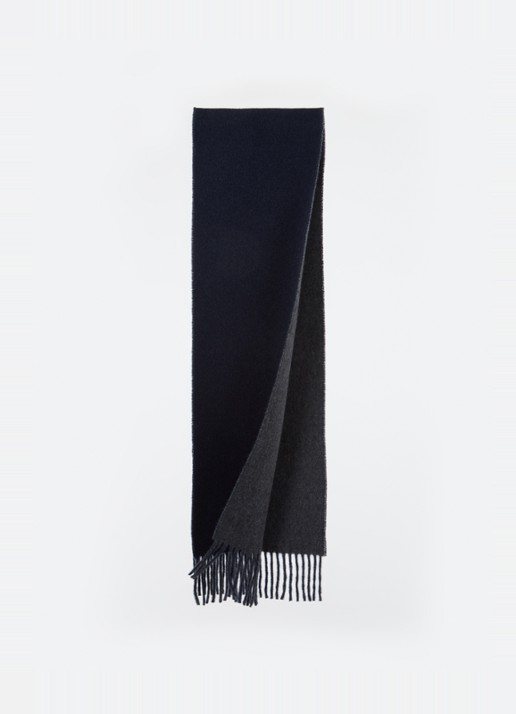 Ralph Lauren Classic Reversible sjaal in wolblend 168 x 25 cm - detail 2 donkergrijs