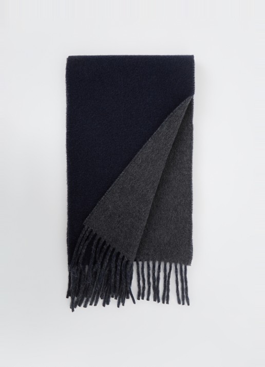 Ralph Lauren Classic Reversible sjaal in wolblend 168 x 25 cm - voorkant donkergrijs