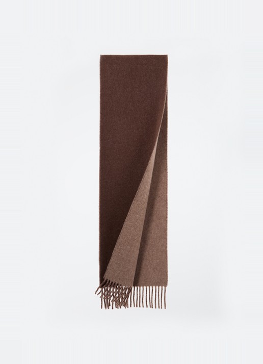 Ralph Lauren Classic Reversible sjaal in wolblend 168 x 25 cm - detail bruin