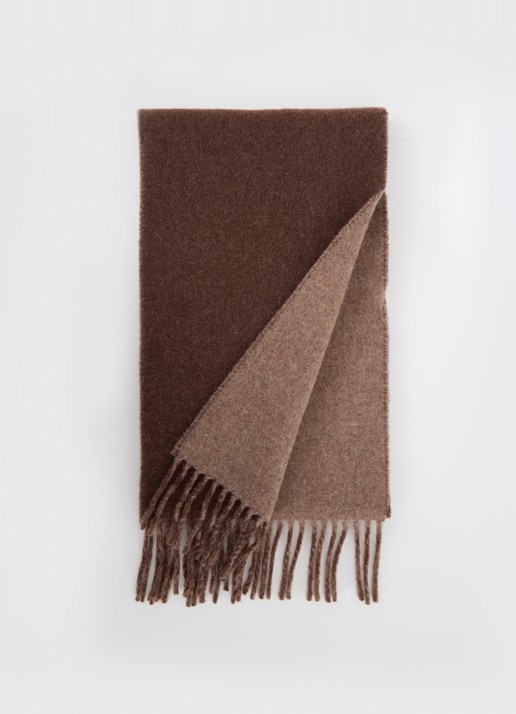 Ralph Lauren Classic Reversible sjaal in wolblend 168 x 25 cm - voorkant 3 bruin