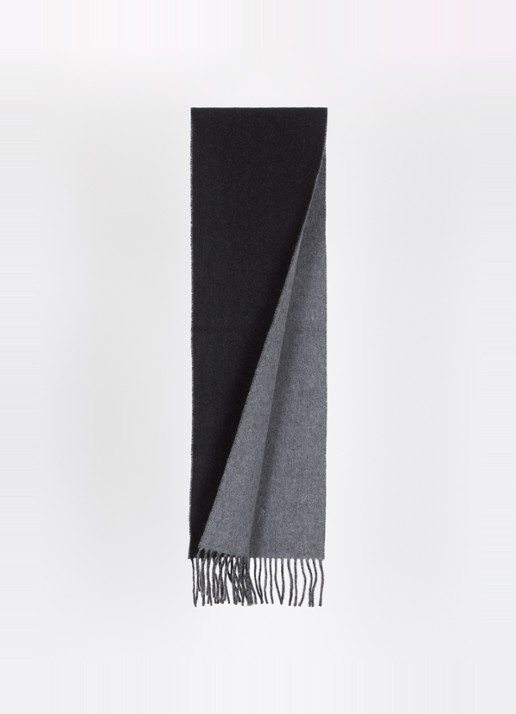 Ralph Lauren Classic Reversible sjaal in wolblend 168 x 25 cm - detail antraciet