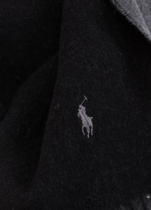 Ralph Lauren Classic Reversible sjaal in wolblend 168 x 25 cm - detail 2 antraciet