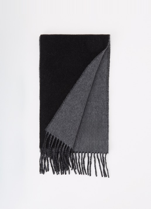 Ralph Lauren Classic Reversible sjaal in wolblend 168 x 25 cm - voorkant 3 antraciet