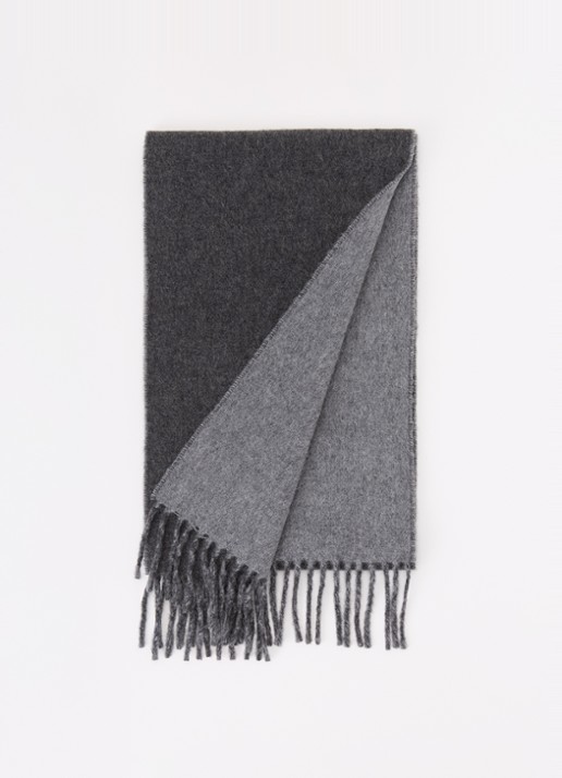 Ralph Lauren Classic Reversible sjaal in wolblend 168 x 25 cm - voorkant grijs