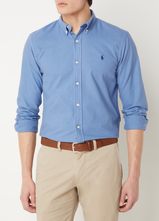 Ralph Lauren Classic slim fit overhemd van katoen - detail 4 bastille blue / blauw