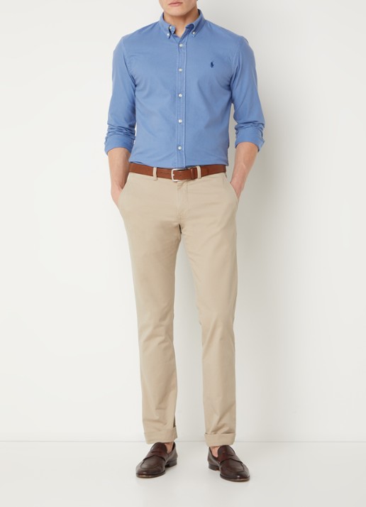 Ralph Lauren Classic slim fit overhemd van katoen - voorkant 2 bastille blue / blauw