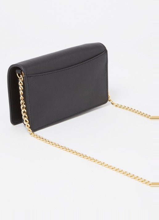 Ralph Lauren Clutch van leer met logo - achterkant zwart