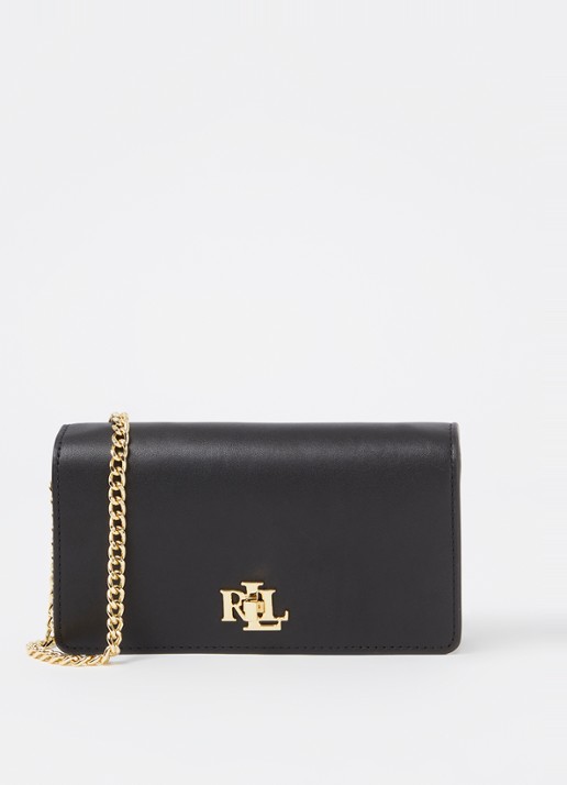 Ralph Lauren Clutch van leer met logo - voorkant zwart