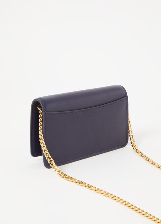 Ralph Lauren Clutch van leer met logo - achterkant 3 donkerblauw