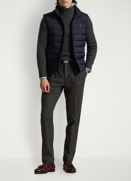 Ralph Lauren Colden bodywarmer met logoborduring - voorkant 4 collection navy / donkerblauw
