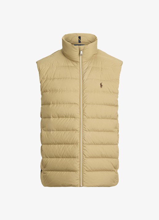 Ralph Lauren Colden bodywarmer met logoborduring - voorkant 4 rl khaki / khaki