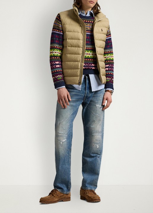 Ralph Lauren Colden bodywarmer met logoborduring - voorkant 5 rl khaki / khaki