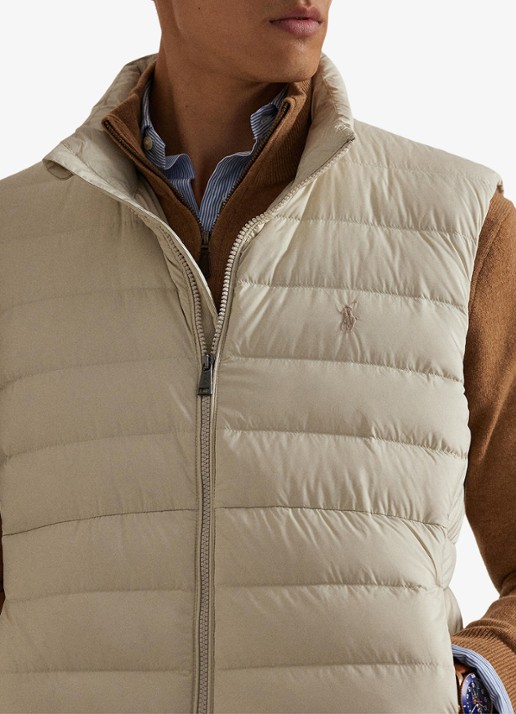 Ralph Lauren Colden bodywarmer met logoborduring - detail 2 basic sand / zand