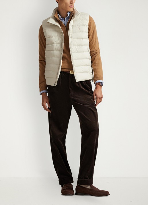 Ralph Lauren Colden bodywarmer met logoborduring - voorkant 6 basic sand / zand