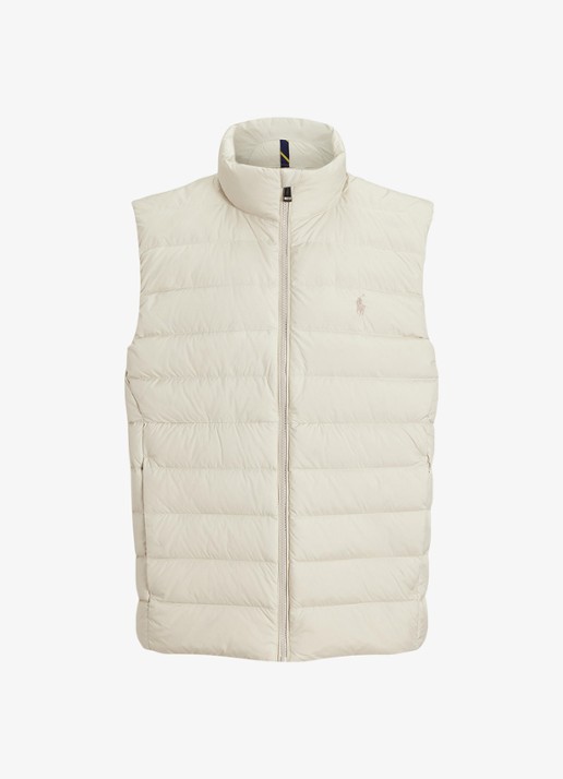 Ralph Lauren Colden bodywarmer met logoborduring - voorkant 7 basic sand / zand