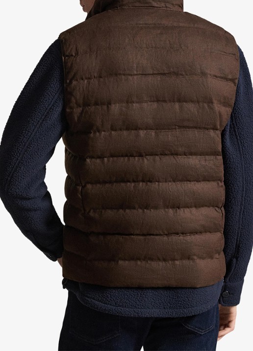 Ralph Lauren Colden bodywarmer met logoborduring - achterkant nutmeg brown / bruin