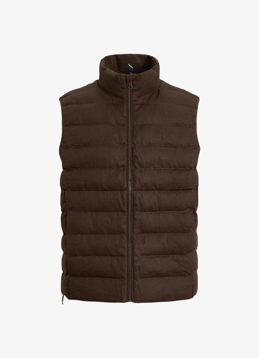 Ralph Lauren Colden bodywarmer met logoborduring - voorkant 4 nutmeg brown / bruin