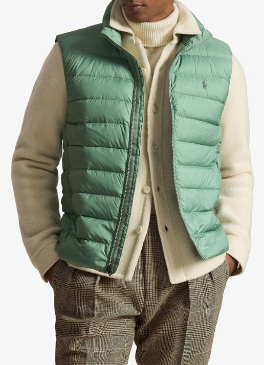 Ralph Lauren Colden bodywarmer met logoborduring - voorkant 2 light green / lichtgroen