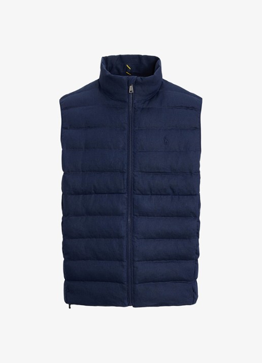 Ralph Lauren Colden bodywarmer met logoborduring - voorkant newport navy / donkerblauw