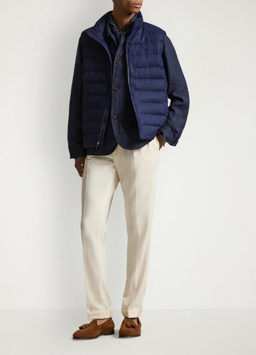 Ralph Lauren Colden bodywarmer met logoborduring - voorkant 2 newport navy / donkerblauw