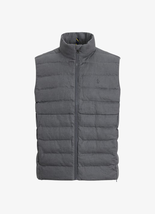 Ralph Lauren Colden bodywarmer met logoborduring - voorkant 3 grey cast / grijs