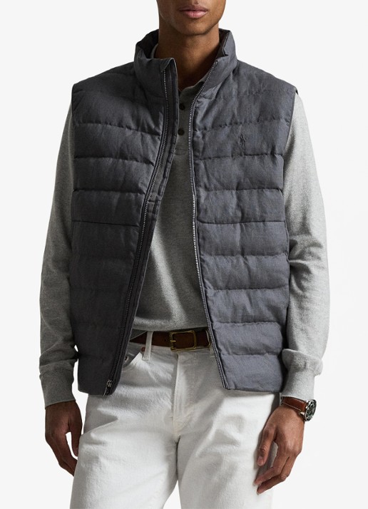 Ralph Lauren Colden bodywarmer met logoborduring - voorkant 4 grey cast / grijs