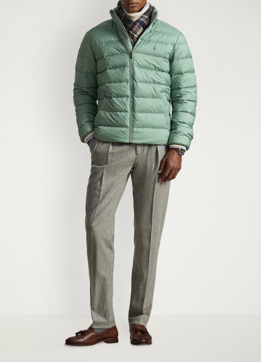 Ralph Lauren Colden gewatteerd jack met donsvulling en steekzakken - detail 3 light green / lichtgroen