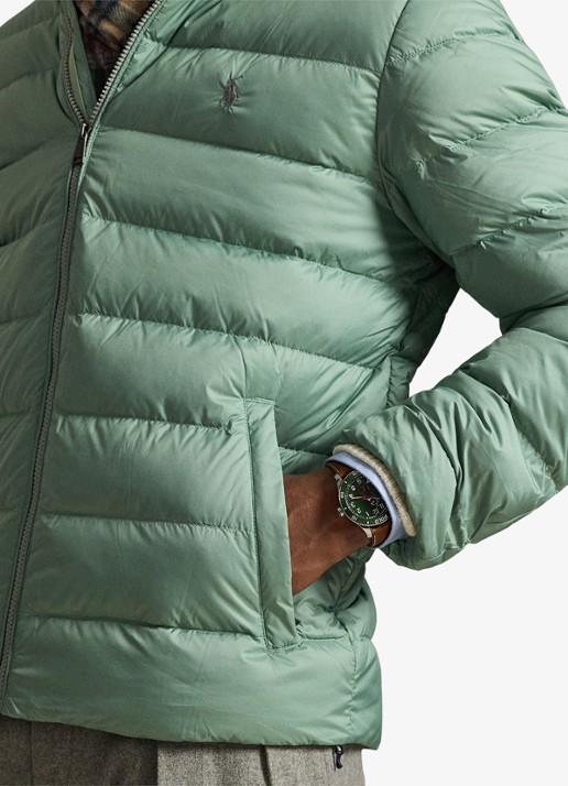 Ralph Lauren Colden gewatteerd jack met donsvulling en steekzakken - detail 4 light green / lichtgroen