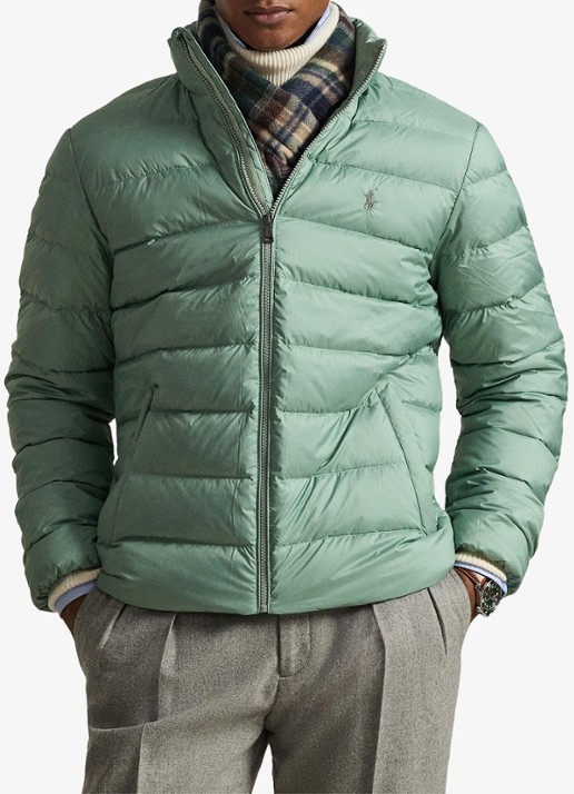 Ralph Lauren Colden gewatteerd jack met donsvulling en steekzakken - voorkant 2 light green / lichtgroen