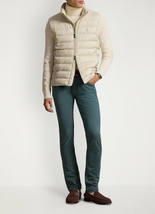 Ralph Lauren Colden opvouwbare bodywarmer met donsvulling en waterafstotende coating - voorkant 6 basic sand / zand