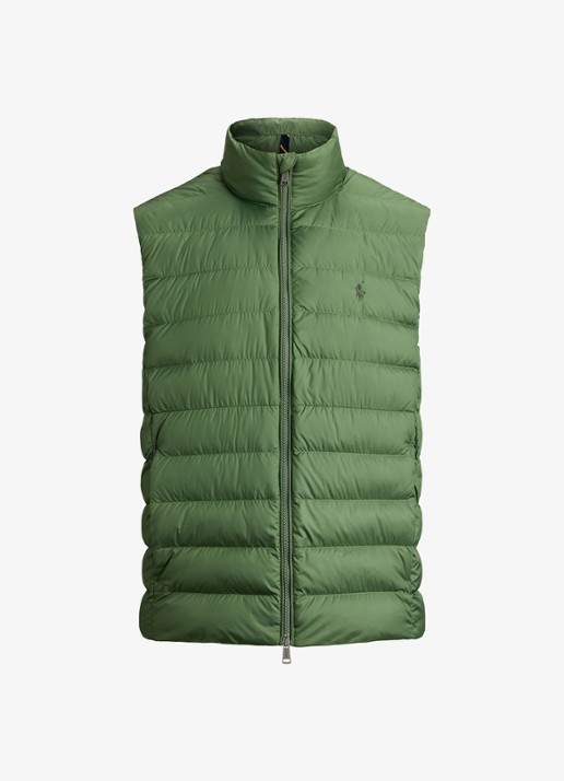 Ralph Lauren Colden opvouwbare bodywarmer met donsvulling en waterafstotende coating - voorkant 5 fatigue / groen
