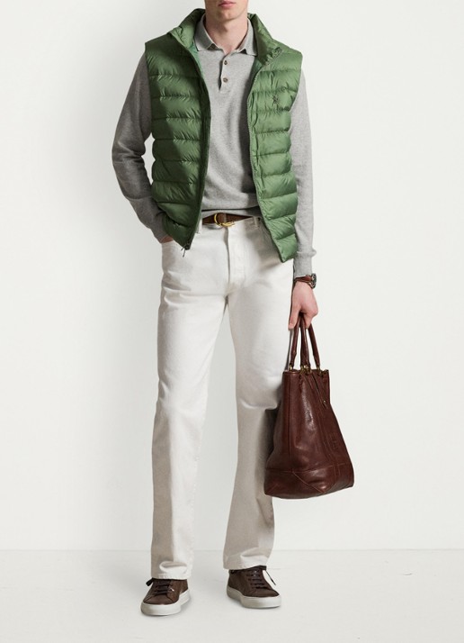 Ralph Lauren Colden opvouwbare bodywarmer met donsvulling en waterafstotende coating - voorkant 6 fatigue / groen